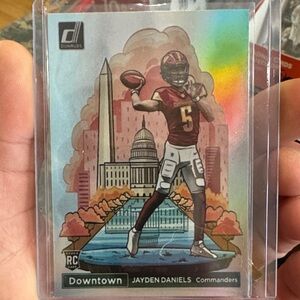 Russ Downtown Football Card with Maroon and Blue Highlights